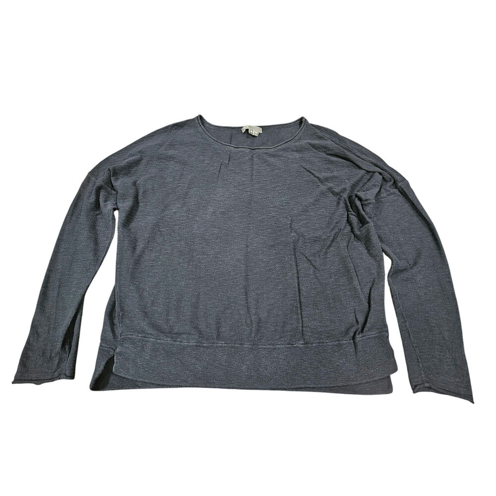 Vince Black Rolled Neck Knit Pullover Banded Hem Long Sleeve Top Size M